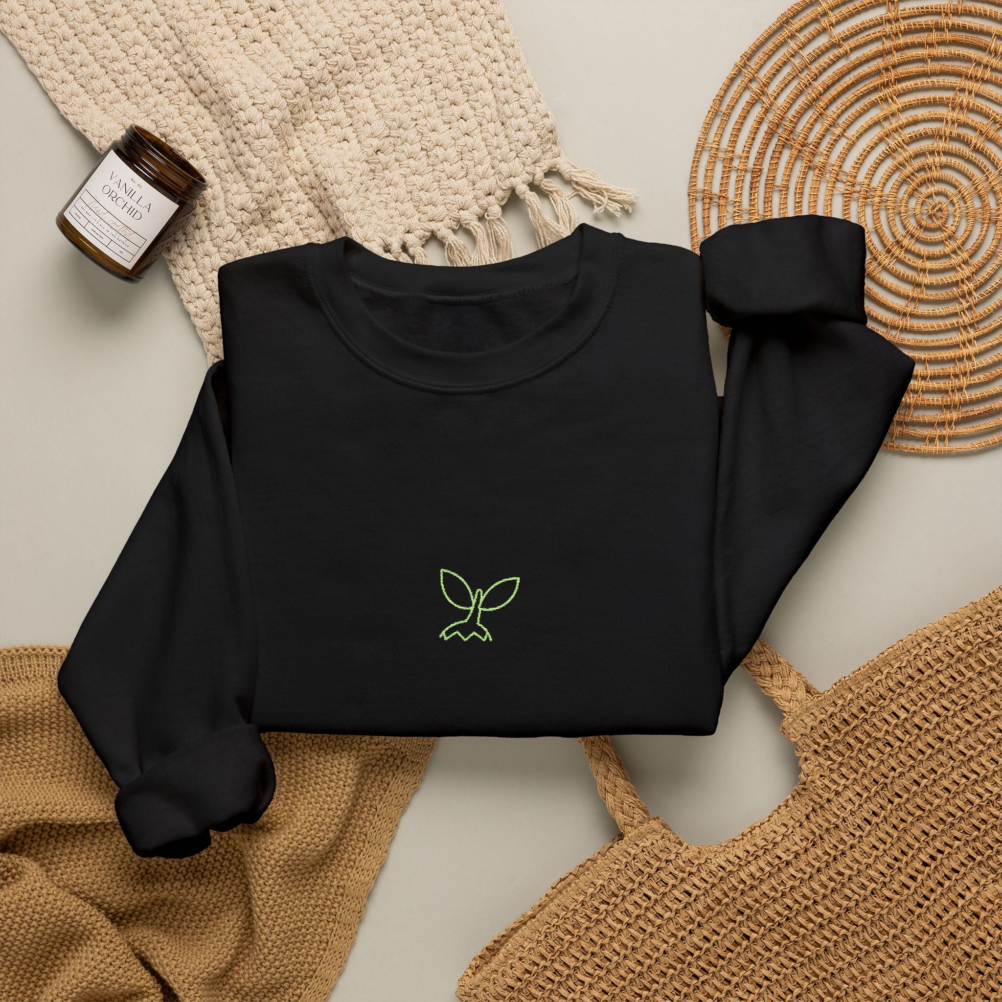 Leafy Twig Unisex Embroidered Crewneck Sweatshirt
