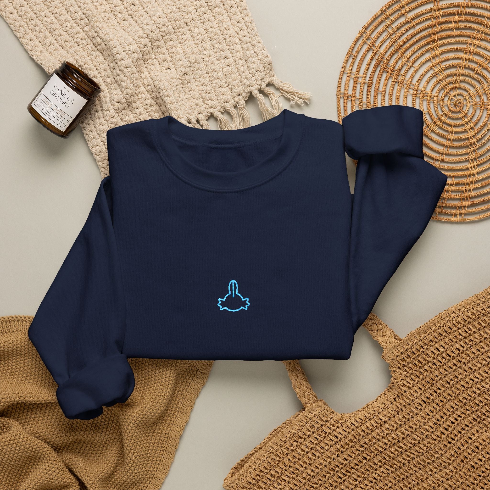 Axolotl Head Unisex Embroidered Crewneck Sweatshirt