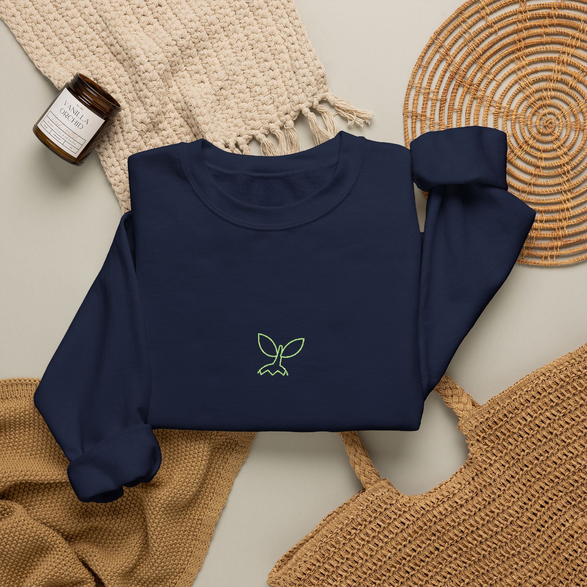 Leafy Twig Unisex Embroidered Crewneck Sweatshirt