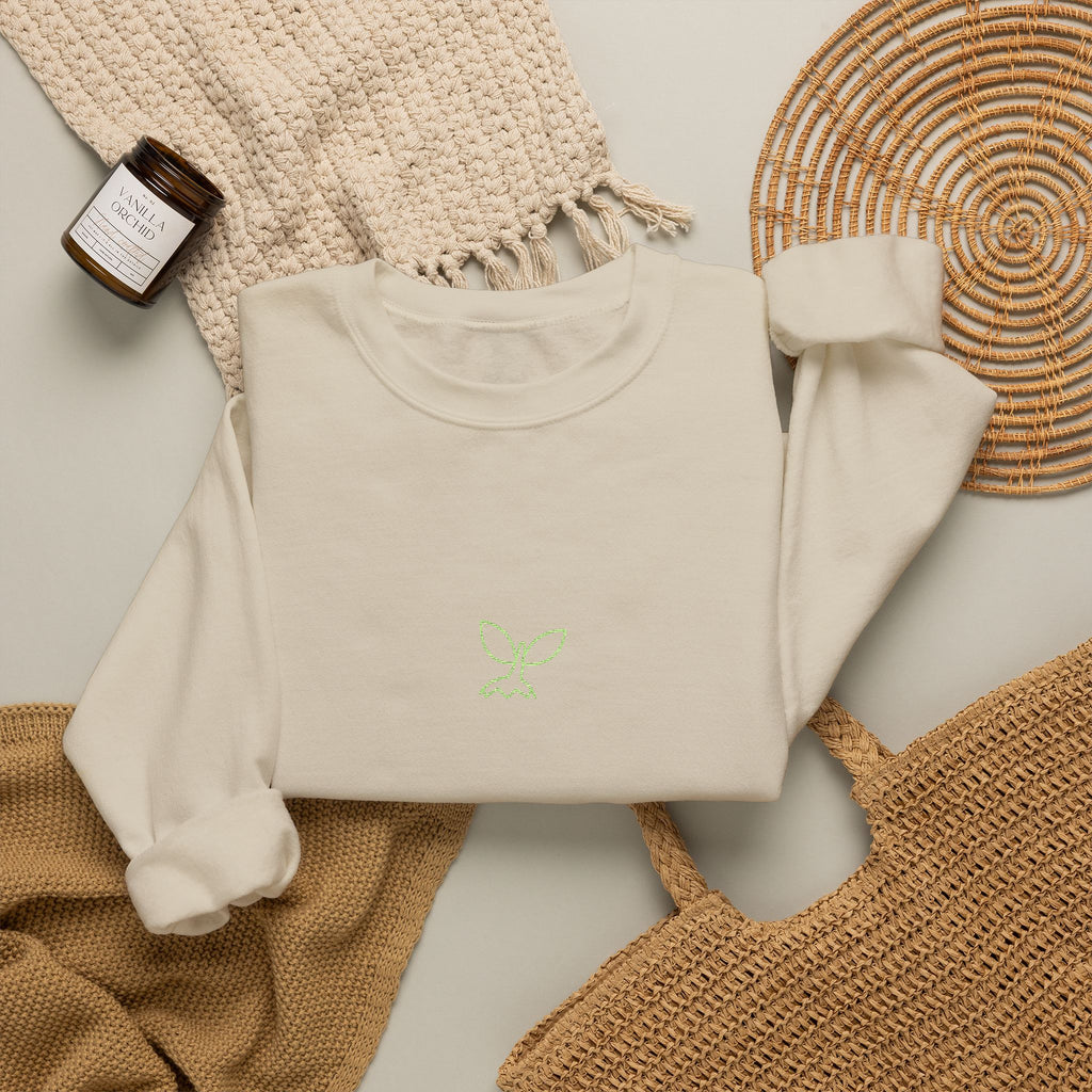 Leafy Twig Unisex Embroidered Crewneck Sweatshirt